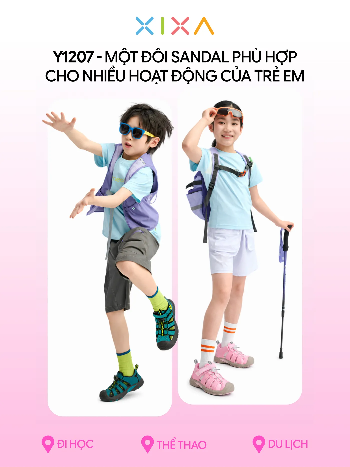 Y1207 — một đôi sandal phù hợp cho nhiều hoạt động của trẻ em: đi học, thể thao, du lịch