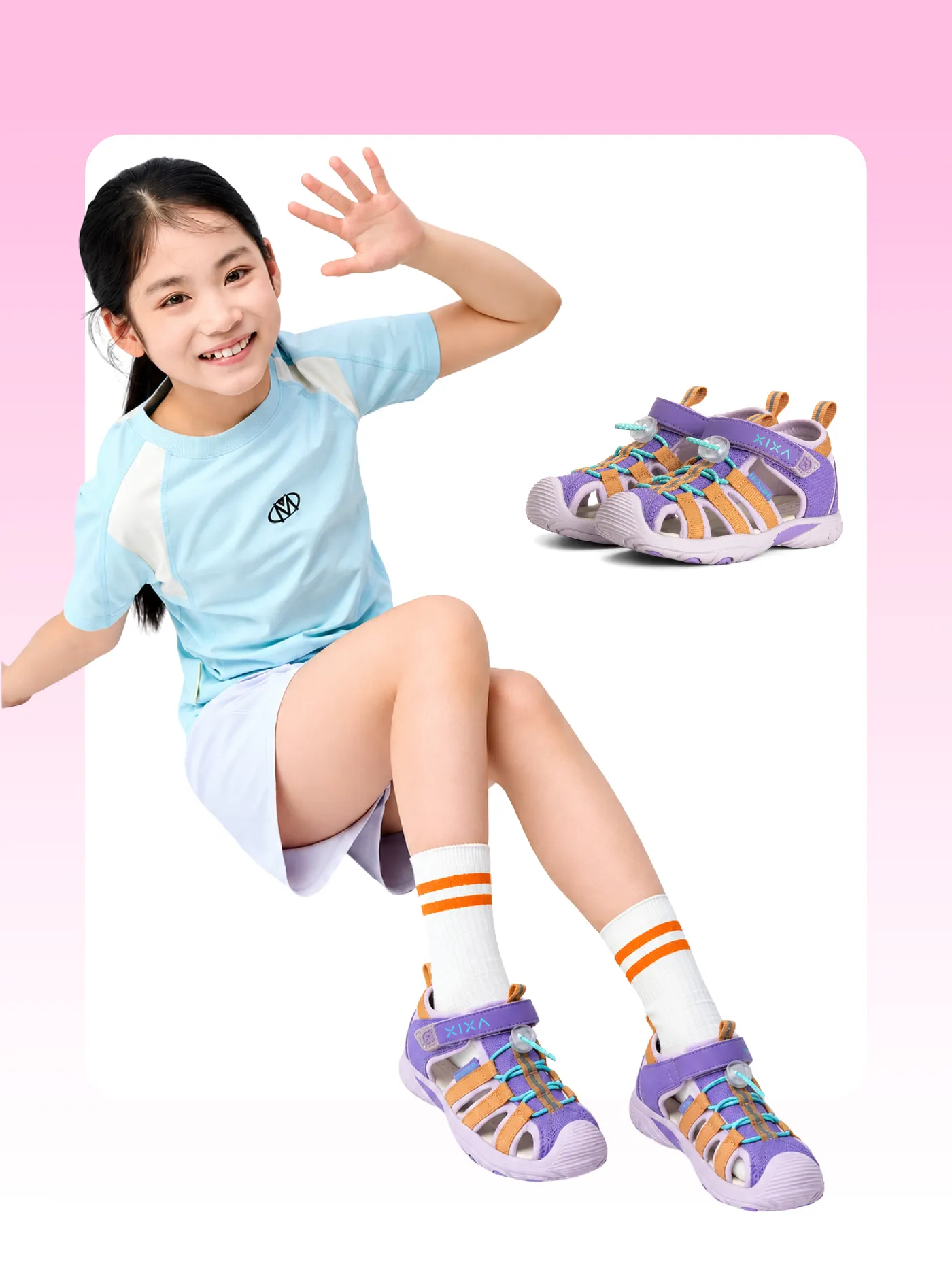 Bé gái mang sandal chân bẹt XIXA Y1207 màu tím